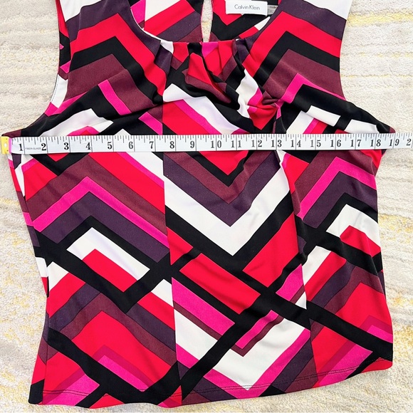 Calvin Klein Romantic Hues Abstract Sleeveless Blouse Size Large Petite - Picture 9 of 10